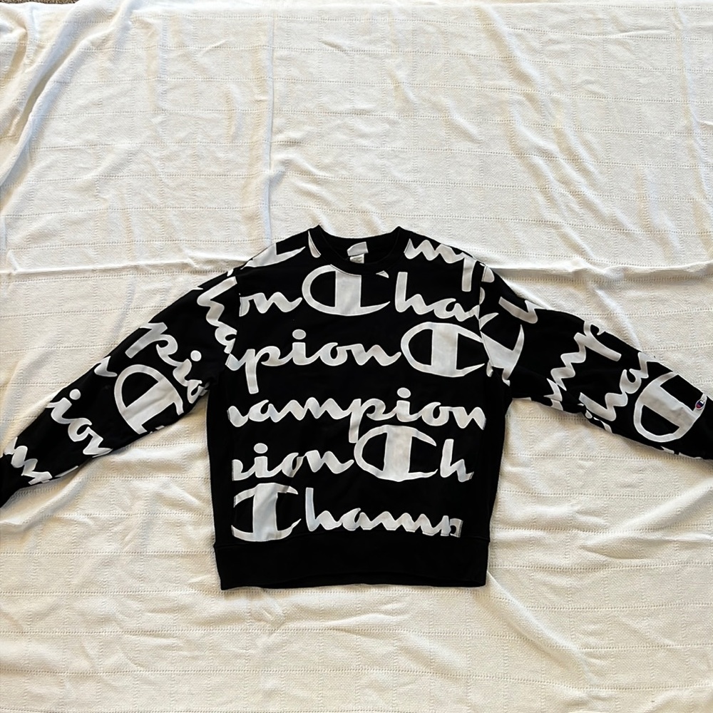 Champion vintage 90s all over big logo monogram crewneck sweatshirt (unisex)